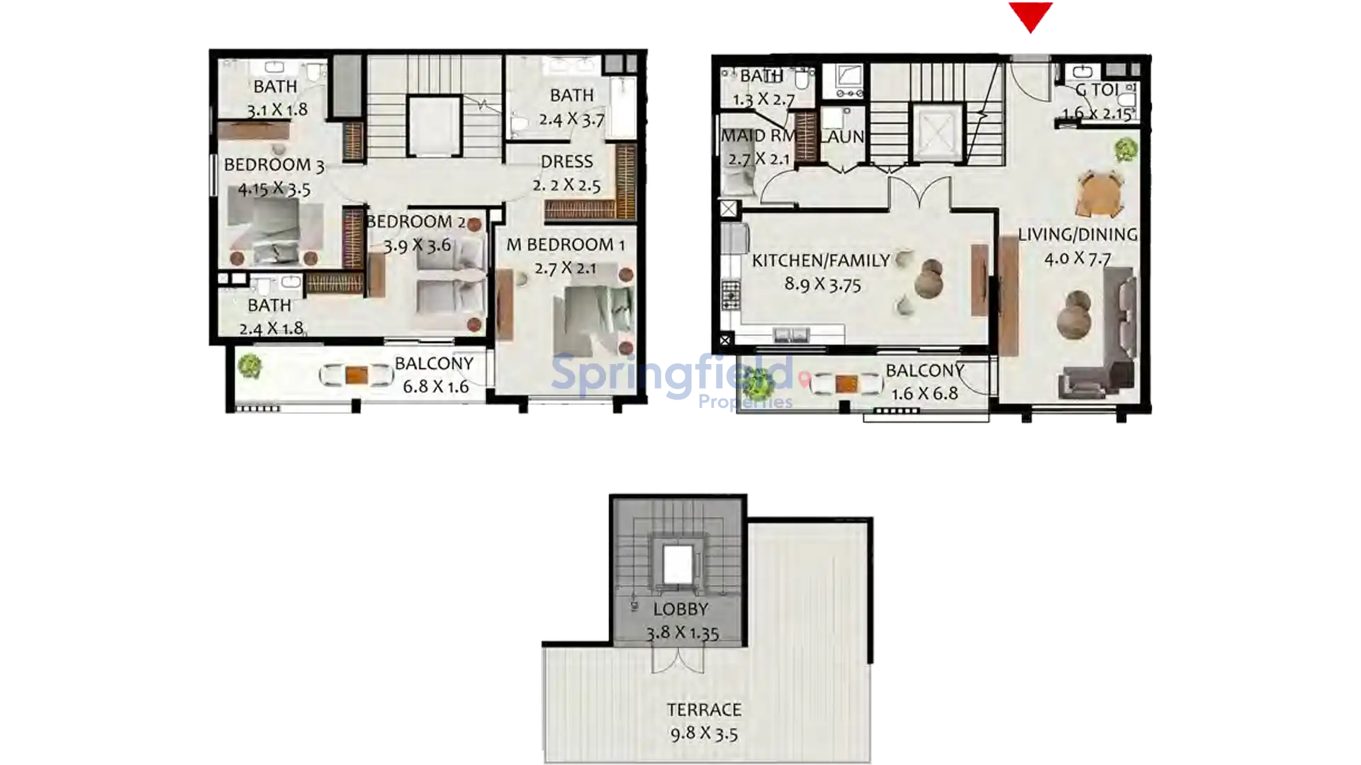 3 Bedrooms Penthouse